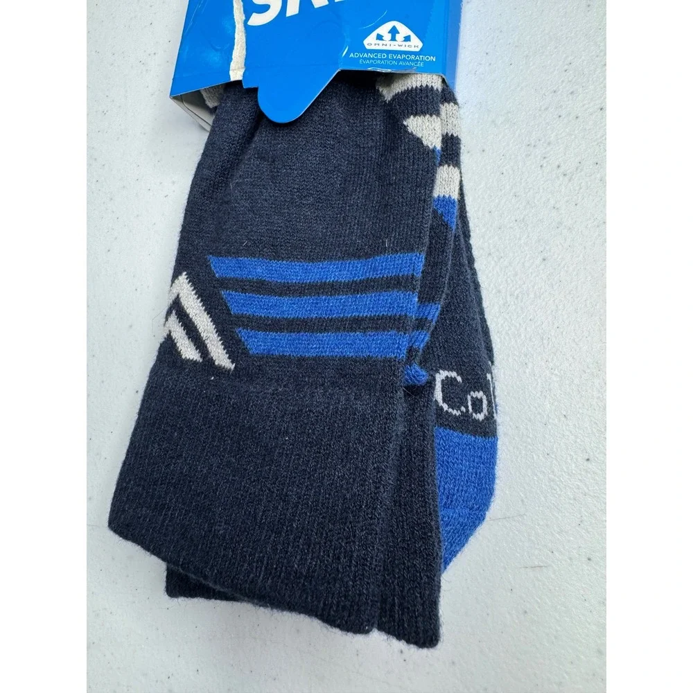 Columbia Mens Ski Socks Merino Wool Omni-Wick Over-The-Calf Navy Blue Large NEW